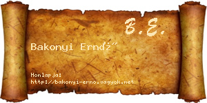 Bakonyi Ernő névjegykártya