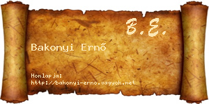 Bakonyi Ernő névjegykártya